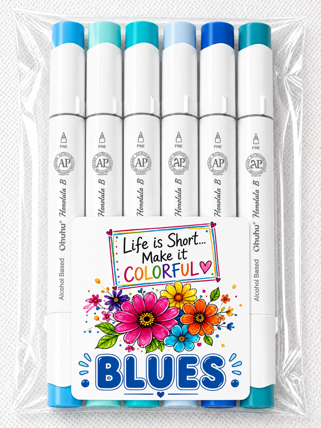 Ohuhu Honolulu B Alcohol Markers (Pack of 6) *Shades Will Vary