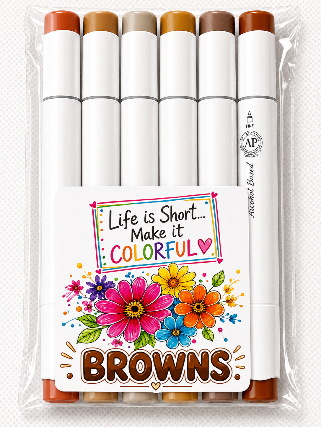 Ohuhu Honolulu B Alcohol Markers (Pack of 6) *Shades Will Vary