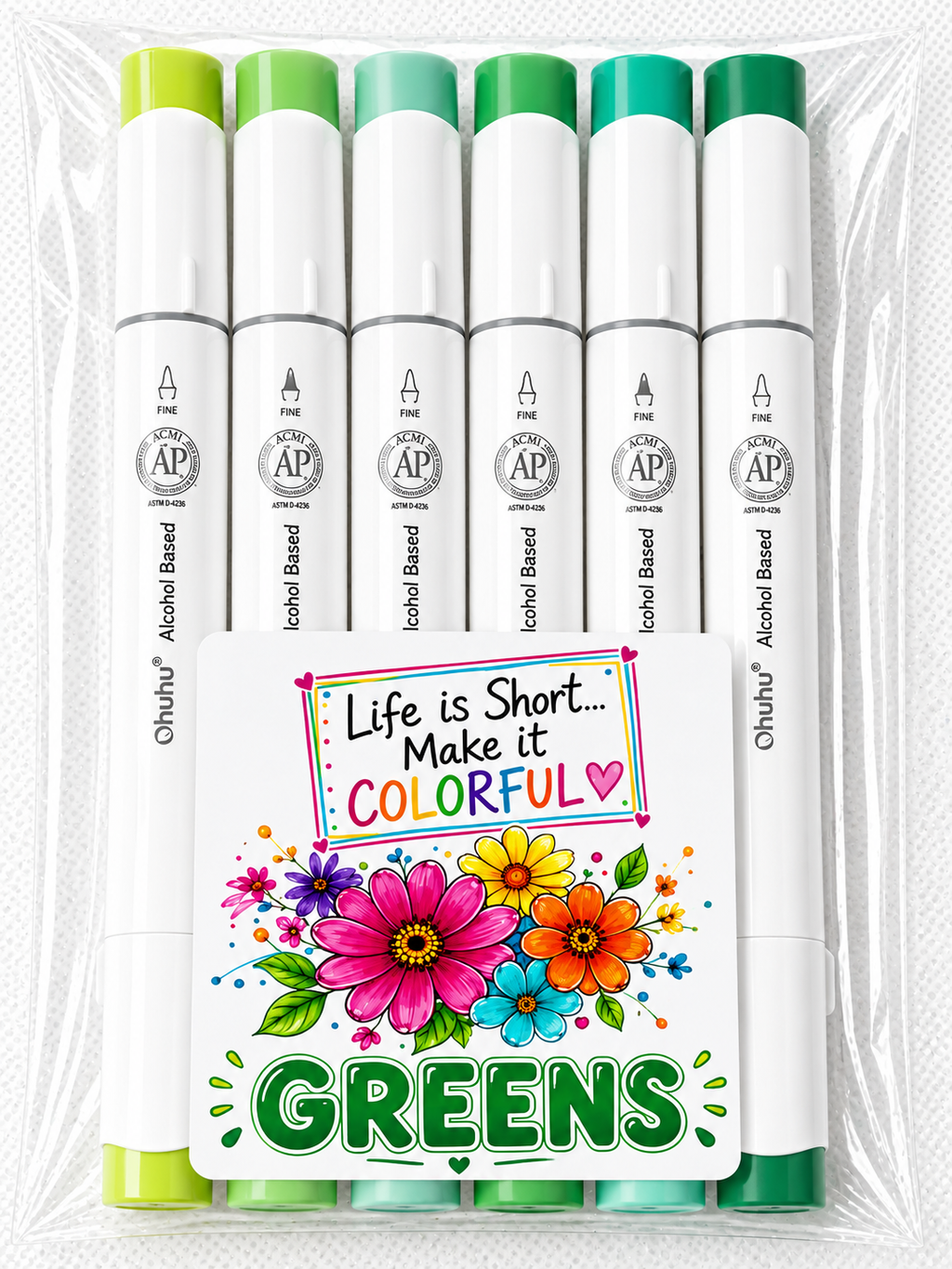 Ohuhu Honolulu B Alcohol Markers (Pack of 6) *Shades Will Vary