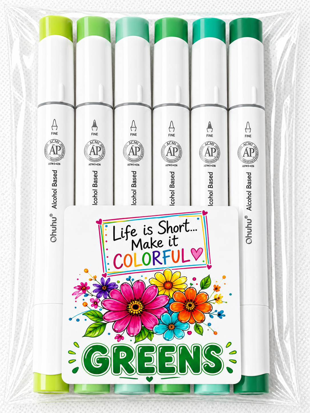 Ohuhu Honolulu B Alcohol Markers (Pack of 6) *Shades Will Vary
