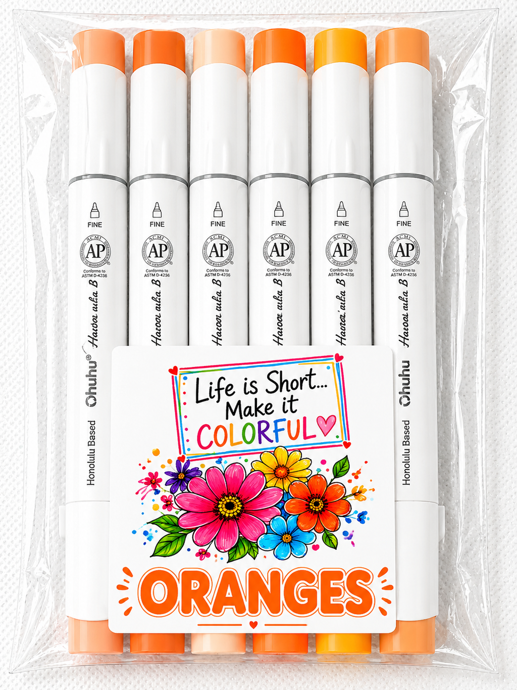 Ohuhu Honolulu B Alcohol Markers (Pack of 6) *Shades Will Vary