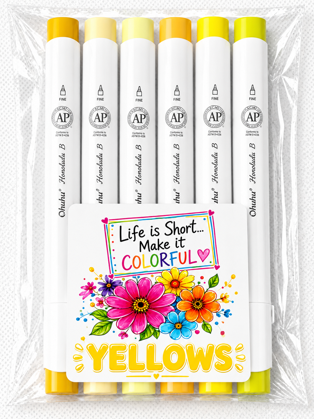 Ohuhu Honolulu B Alcohol Markers (Pack of 6) *Shades Will Vary